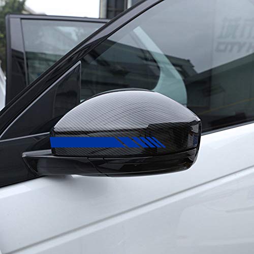 Autodomy Rückspiegel Aufkleber Stickers Auto mit Streifen Design Stripes Tuning 6 Stück mit Unterschiedlichen Breiten Sportdesign | Auto Tuning Aufkleber Streifen Blau von AUTODOMY