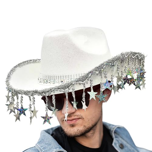 AUTOECHO Bling Cowboy -Hüte für Frauen, Cowboyhüte für Party | Glitzernde Cowgirl Hat Party Kostüme,Glitzernde Kopfbedeckung mit fünffachen Star Quasten für Frauen Maskerade-Event AUTOECHO Bling Cowboy -Hüte für Frauen, Cowboyhüte für Party | Glitzernde Cowgirl Hat Party Kostüme,Glitzernde Kopfbedeckung mit fünffachen Star Quasten für Frauen Maskerade-Event von AUTOECHO