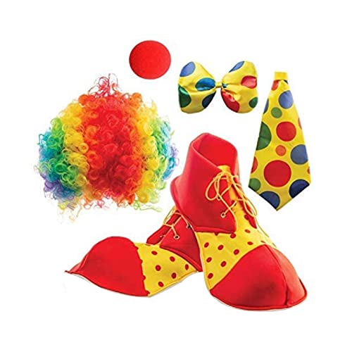 AUTOECHO Clown-Kostüm für Kinder - Clown Nase Clown Perücke Fliege und Schuhe | Clown-Nasen-Accessoires Fliege für Jungen und Mädchen, Karnevalsparty-Zubehör Themenparty von AUTOECHO