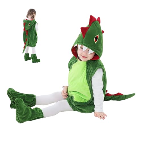 AUTOECHO Cosplay Dinosaurier Overall - Halloween Cosplay Kostüm | Niedliches Tierkostü für Jungen und Mädchen, Halloween-Kind-Dinosaurier-Verkleidungsparty von AUTOECHO