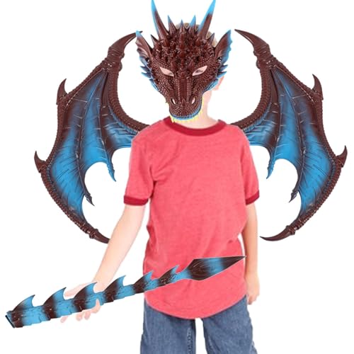 AUTOECHO Drachenflügel Kinder | Drachenmaske verstellbar - Bequeme Partygeschenke, bezauberndes Drachenkostüm für Cosplay, Rollenspiel, Mottoparty von AUTOECHO