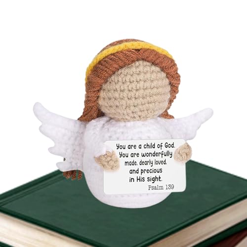 AUTOECHO Positive Crochet,Motivierender Schutzengel - Süße Motivierende Häkelpuppe Für Lehrer Freunde Kinder & Erwachsene Als Dekoration Für Zuhause Und Schreibtisch Mit Täglicher Inspiration von AUTOECHO
