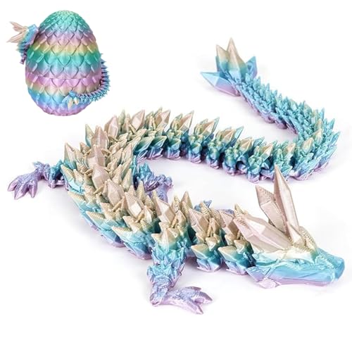 AUTOWNLUX 3D Gedrucktes Drachenei mit Drache, 3D Gedruckter Drache Beweglicher, Ostern Überraschungs Drachenei Spielzeug für Schreibtisch Dekoration (Regenbogenfarben) von AUTOWNLUX
