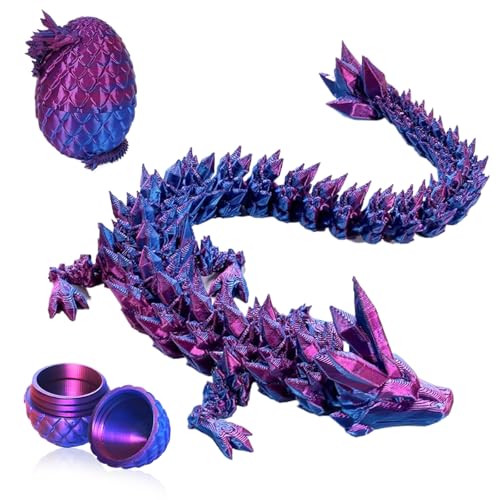 AUTOWNLUX 3D Gedrucktes Drachenei mit Drache, 3D Gedruckter Drache Beweglicher, Ostern Überraschungs Drachenei Spielzeug für Schreibtisch Dekoration (Violett) von AUTOWNLUX