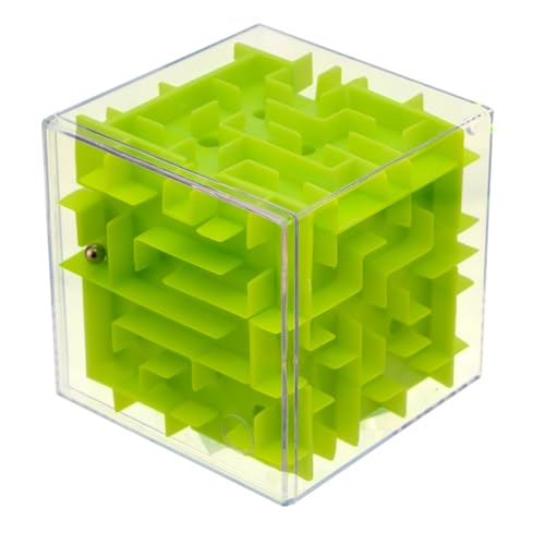 PLAYZOCO Würfel Labyrinth, Kubisches Puzzle, Würfel Dreidimensionales Puzzle, 3D-Lyrinth im Würfel/Weltraumquotenwürfel, 3D Labyrinth Puzzle, Geeignet für Kinder und Erwachsene, 8 x 8 x 8 cm, Grün von AUTOZOCO