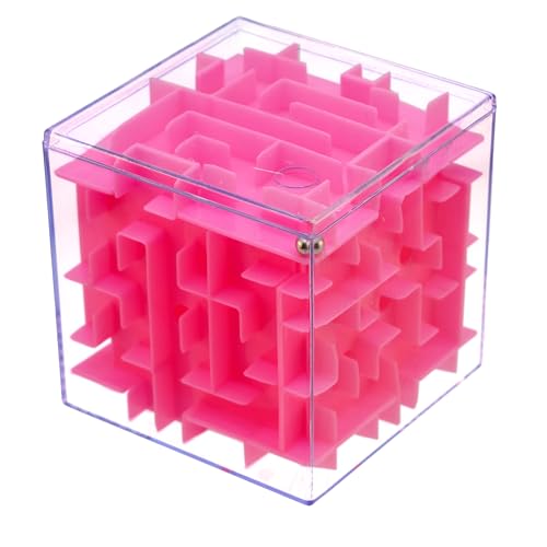 PLAYZOCO Labyrinthwürfel, Kubisches Puzzle, dreidimensionaler Puzzlewürfel, 3D-Würfel, Weltraum-Herausforderungswürfel, 3D-Labyrinth-Puzzle, geeignet für Kinder und Erwachsene, 8 x 8 x 8 cm, Rosa von AUTOZOCO