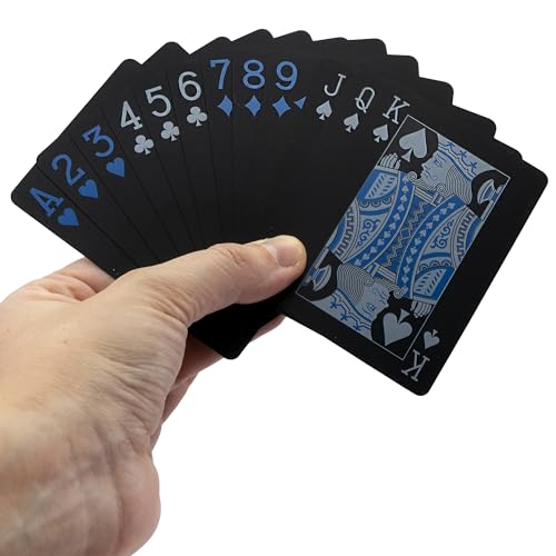 PLAYZOCO Poker-Deck aus Kunststoff, wasserdicht, Poker-Deck, PVC, wasserdicht, Poker-Karten, professionelles Kunststoff-Poker-Deck (Blau) von AUTOZOCO