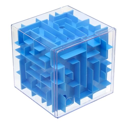 PLAYZOCO Würfel Labyrinth, Kubisches Puzzle, Würfel Dreidimensionales Puzzle, 3D-Lyrinth im Würfel/Weltraumquotenwürfel, 3D Labyrinth Puzzle, Geeignet für Kinder und Erwachsene, 8 x 8 x 8 cm, Blau von AUTOZOCO