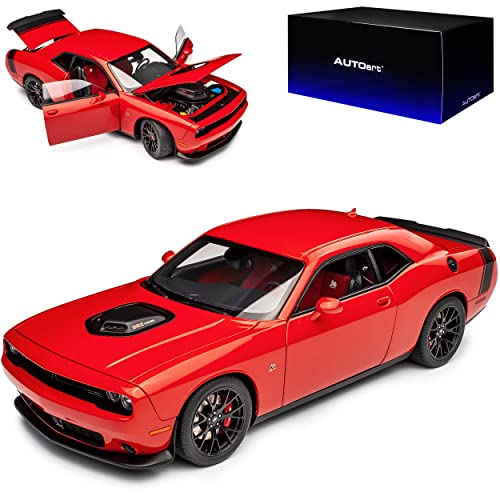 AUTOart Dodge Challenger 392 HEMI SCAT Pack Shaker SRT Hellcat Widebody LC Coupe Rot mit Schwarz Modell Ab 2008 Version ab 2018 71741 1/18 Modell Auto von AUTOart