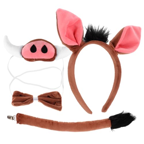 AUTSUPPL Cosplay Schwein Kostüm Set mit Haarreif Schweineohren Schweinenase Schweineschwanz und Fliege Leichtes Tieraccessoire für Karneval Geburtstag Verkleidung und Fotorequisiten von AUTSUPPL