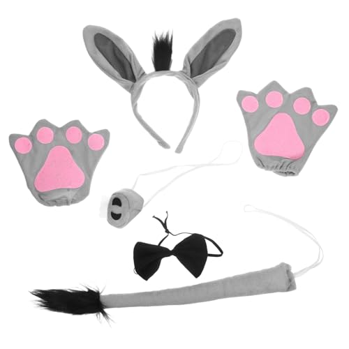 AUTSUPPL Esel Kostüm Set mit Cosplay Ohren und Handschuhen Weiches Tierohren Haarband für Bequemes Strapazierfähiges Kopfband für Tier Kostüm events Partys Aufführungen von AUTSUPPL