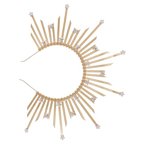 AUTSUPPL Gothic Kopfschmuck Damen Kranz Stirnband Spiked Haarschmuck für Halloween Cosplay Göttin Kostüm Zubehör Vintage Goldfarben von AUTSUPPL