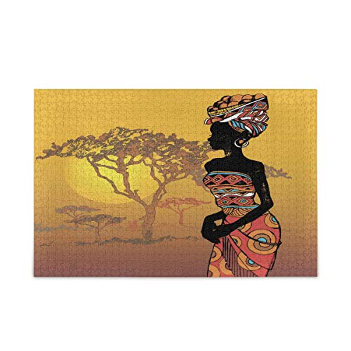 AUUXVA BIGJOKE Afrikanische Frau Muster Puzzles 1000 Teile für Erwachsene Holzpuzzle Lustiges Spiel für Teenager und Familie von AUUXVA