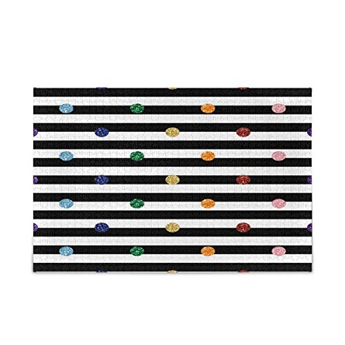 BIGJOKE Geometrische Polka Dot Stripe Puzzles 1000 Teile für Erwachsene Holzpuzzle Lustiges Spiel für Teenager und Familie von AUUXVA
