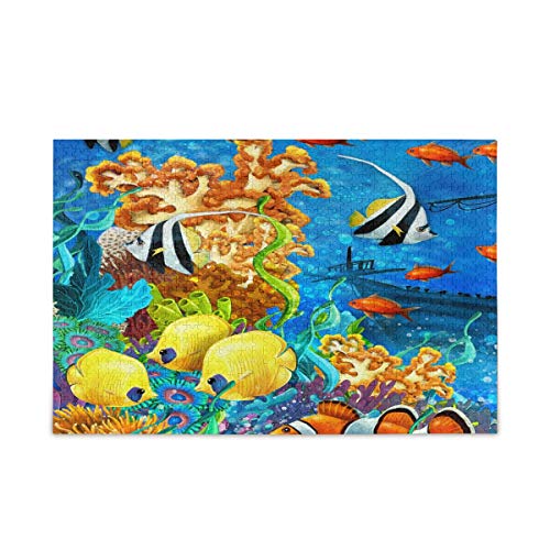 BIGJOKE Ocean Tropical Fish Coral Puzzles 1000 Teile für Erwachsene Holzpuzzle Lustiges Spiel für Teenager und Familie von AUUXVA