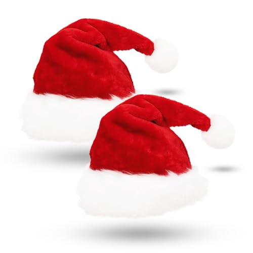 AUXHCYL Weihnachtsmütze 2 Stück, Plüsch Nikolausmütze Erwachsene mit Soft Liner Rote Santa Mütze Nikolaus Weihnachtsmann Mütze für Herren Damen Kinder Perfekt für Weihnachtsfeiern AUXHCYL Weihnachtsmütze 2 Stück, Plüsch Nikolausmütze Erwachsene mit Soft Liner Rote Santa Mütze Nikolaus Weihnachtsmann Mütze für Herren Damen Kinder Perfekt für Weihnachtsfeiern von AUXHCYL
