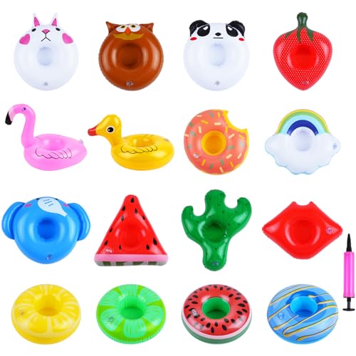 AUYAO Aufblasbarer Getränkehalter, 17 Stück Aufblasbarer Floating Coasters Poolspielzeug Getränkehalter mit 1 Luftpumpe, Schwimmender Getränkehalter Mini Getränkeuntersetzer Set für Strand-Mottoparty AUYAO Aufblasbarer Getränkehalter, 17 Stück Aufblasbarer Floating Coasters Poolspielzeug Getränkehalter mit 1 Luftpumpe, Schwimmender Getränkehalter Mini Getränkeuntersetzer Set für Strand-Mottoparty von AUYAO