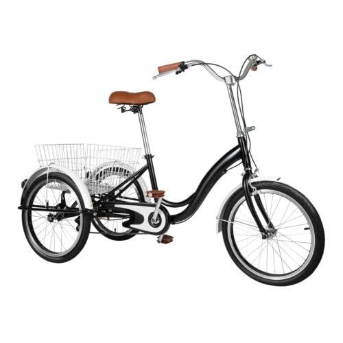 Dreirad für Erwachsene, 50,8 cm (20 Zoll), Retro-Fahrrad, 3 Räder, Dreirad, mit Korb, Shopping, idyllische Wanderungen, Ausflüge im Freien von AUYART