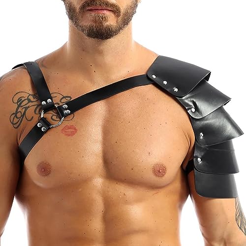 Mittelalterlicher Ritter Schulterpanzer Männer Krieger Geschirr Halloween Karneval Cosplay Ritter Rollenspiel Schulterpanzer Pad, Schwarz, Einheitsgröße von AUZOEYTOYK