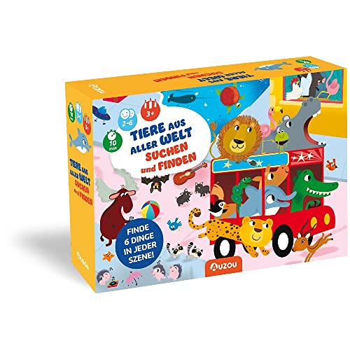 AUZOU, Tiere aus Aller Welt suchen und Finden, Kinderspiel ab 3, Spannendes Suchspiel Kinder, Interaktives Lernspiel, Für 2-6 Spieler ab 3 Jahren von AUZOU
