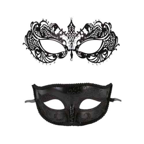 AUklOPVZZ 2 Stück High End Textur Maskerade Masken, angenehm zu tragen, Gummiband, Abschlussball Maskerade Gesichtsmaske, ABS Ballmaske, Augenmaske, Stil 1 von AUklOPVZZ