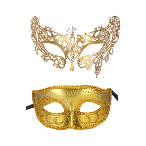 AUklOPVZZ 2 Stück High End Textur Maskerade Masken, angenehm zu tragen, Gummiband, Abschlussball Maskerade Gesichtsmaske, ABS Ballmaske, Augenmaske, Stil 11 von AUklOPVZZ