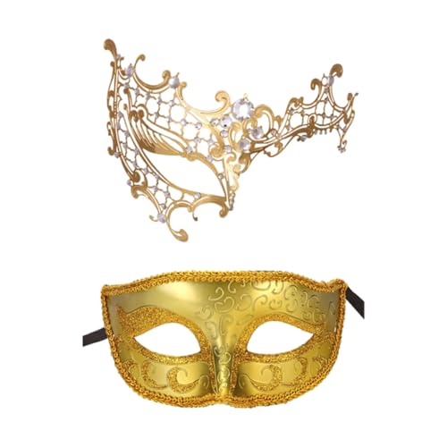 AUklOPVZZ 2 Stück High End Textur Maskerade Masken, angenehm zu tragen, Gummiband, Abschlussball Maskerade Gesichtsmaske, ABS Ballmaske, Augenmaske, Stil 13 von AUklOPVZZ