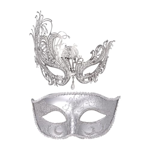 AUklOPVZZ 2 Stück High End Textur Maskerade Masken, angenehm zu tragen, Gummiband, Abschlussball Maskerade Gesichtsmaske, ABS Ballmaske, Augenmaske, Stil 16 von AUklOPVZZ