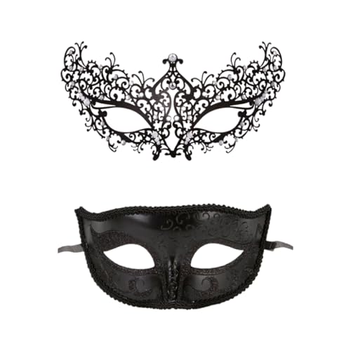 AUklOPVZZ 2 Stück High End Textur Maskerade Masken, angenehm zu tragen, Gummiband, Abschlussball Maskerade Gesichtsmaske, ABS Ballmaske, Augenmaske, Stil 3 von AUklOPVZZ