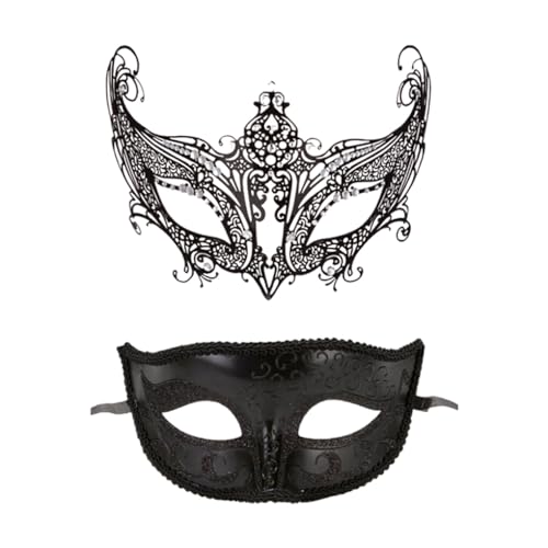 AUklOPVZZ 2 Stück High End Textur Maskerade Masken, angenehm zu tragen, Gummiband, Abschlussball Maskerade Gesichtsmaske, ABS Ballmaske, Augenmaske, Stil 5 von AUklOPVZZ