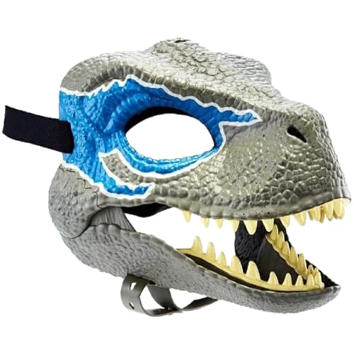 AUklOPVZZ Realistische Dinosaurier Maske für Halloween und Weihnachtsfeiern, Cosplay Party, Halloween, Weihnachten, Kinder, Erwachsene, Maske aus Latex, Eine Seite blau von AUklOPVZZ