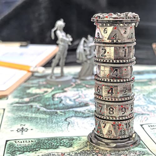 Metal Dice Set, Rotating Fingertip Stress Relief Polyhedral Dice Set for DND Warhammer 40K Role Play Games (Silver) von AVACOME