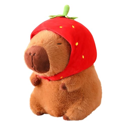 Capybara Plüschtier, 23cm Niedliche Capybara Kuscheltier mit Erdbeerkopfbedeckung capybara Kuscheltier Tierkissen Plushie Niedlichen capy-bara Plushies Simulation Tier kapybara Puppen (Erdbeerhut) Capybara Plüschtier, 23cm Niedliche Capybara Kuscheltier mit Erdbeerkopfbedeckung capybara Kuscheltier Tierkissen Plushie Niedlichen capy-bara Plushies Simulation Tier kapybara Puppen (Erdbeerhut) von AVCXEC