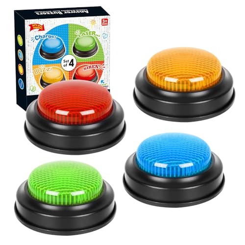 AVCXEC Buzzer mit Sound und Licht, 4 Stück Learning Resources Buzzer für Kinder, Antwort Buzzer für Unterricht mit Klassenzimmer, Game Show Buzzer Spielzeug, für Schule und zu Hause, Mehrfarbig AVCXEC Buzzer mit Sound und Licht, 4 Stück Learning Resources Buzzer für Kinder, Antwort Buzzer für Unterricht mit Klassenzimmer, Game Show Buzzer Spielzeug, für Schule und zu Hause, Mehrfarbig von AVCXEC