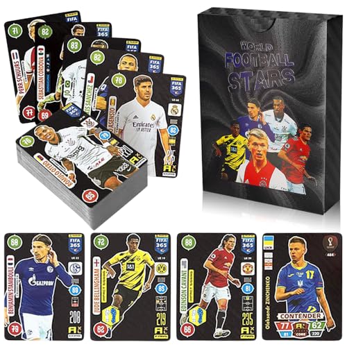 AVCXEC World Cup Fußball Star Karte, Fussball Karten, Fußball Star Karten, UEFA Champions League Fußballkarten, Fußball Sammelkarte, Kinder zum Sammeln von Karten für Fans, Teenager (Schwarz) von AVCXEC