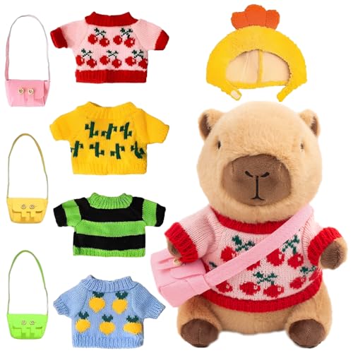 Capybara Plüschtier, 23cm Niedliche Capybara Kuscheltier Capybara Plushie mit Kleidung und Accessoires Simulation Capybara Stofftier Plüsch Puppe Gefüllte Capybara Plüschtier für Kinder (Capybara-A) Capybara Plüschtier, 23cm Niedliche Capybara Kuscheltier Capybara Plushie mit Kleidung und Accessoires Simulation Capybara Stofftier Plüsch Puppe Gefüllte Capybara Plüschtier für Kinder (Capybara-A) von AVCXEC