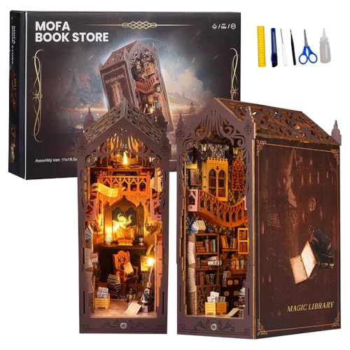 DIY Book Nook Kit, DIY Magische Welt Puppenhäuser Miniatur Haus Kit mit LED-Licht 3D Holzpuzzle Bücherecke Bücherregaleinsatz 3D Puzzle Holz Buchstütze für Bücherregal Deko und Kreativen Geschenken DIY Book Nook Kit, DIY Magische Welt Puppenhäuser Miniatur Haus Kit mit LED-Licht 3D Holzpuzzle Bücherecke Bücherregaleinsatz 3D Puzzle Holz Buchstütze für Bücherregal Deko und Kreativen Geschenken von AVCXEC