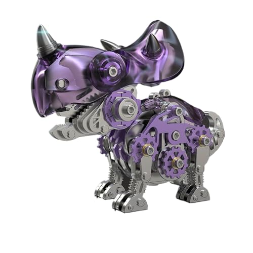 AVLUZ 3D-Triceratops-Puzzle aus Metall for Erwachsene, DIY-Zusammenbau eines Dinosaurier-3D-Metallmodells, Heimdekoration, Tischdekoration, Geburtstagsgeschenke for Männer (Size : Purple) von AVLUZ