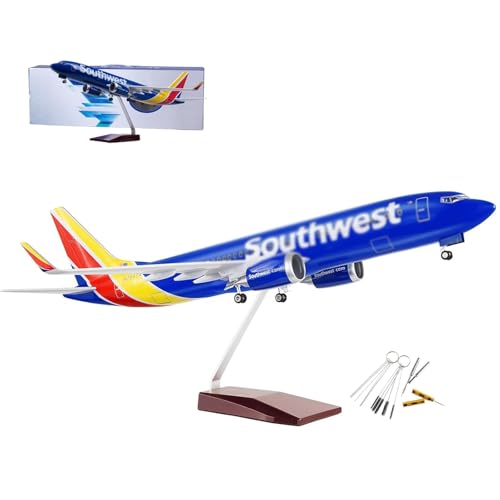 AVMLWEPA 1:85 Modell Südwestjet-Flugzeug B737 Druckguss mit Licht-Touch- oder Sound-Steuerung, mit 10-teiligem Spitzenreiniger-Werkzeug-Set für Erwachsene, Dekoration oder Geschenk (normal) von AVMLWEPA