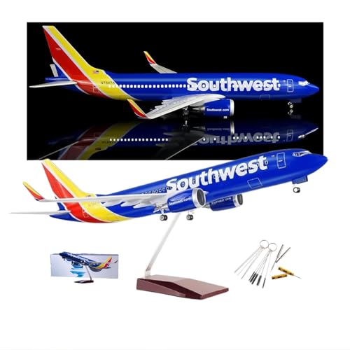 AVMLWEPA 1:85 Modell Südwestjet-Flugzeug B737 Druckguss mit Licht-Touch- oder Sound-Steuerung, mit 10-teiligem Spitzenreiniger-Werkzeug-Set für Erwachsene, Dekoration oder Geschenk (verbessert) von AVMLWEPA