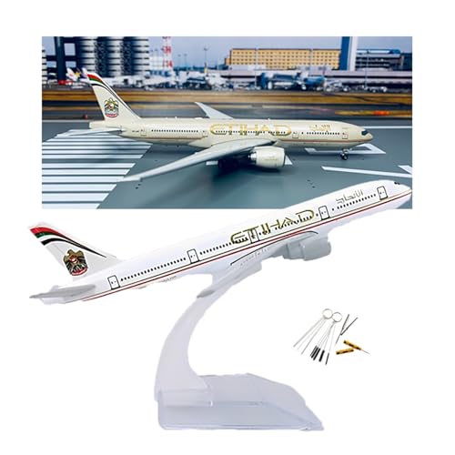AVMLWEPA Etihad B777, Metallmodell Maßstab 1:400, Druckgussflugzeug, Leichtflugzeugmodell aus Legierung, Jet-Display mit Ständer for Kunststoffteile, 10-teiliges Spitzenreiniger-Werkzeugset von AVMLWEPA