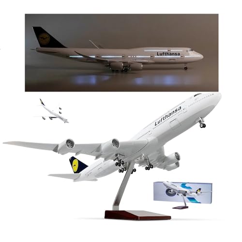 Deutsches Lufthansa-Flugzeugmodell im Maßstab 1:150, statisches Flugzeug Set, Display Flugzeug mit Lichtern, Rollrädern mit Ständer, für Luftfahrt, Sammlung, Büro, geeignet (Upgraded) von AVMLWEPA