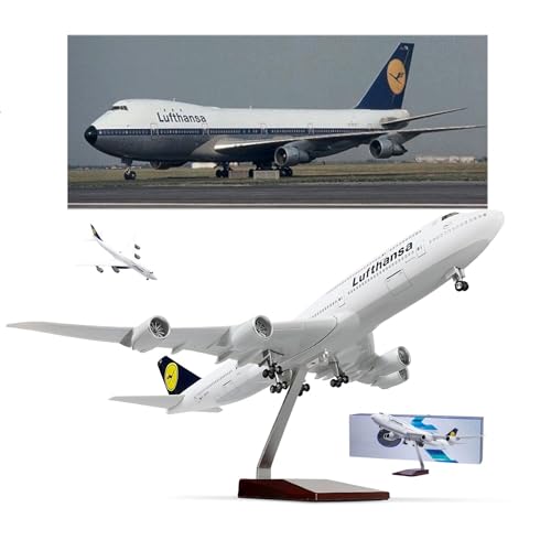 Deutsches Lufthansa-Flugzeugmodell im Maßstab 1:150, statisches Flugzeug Set, Display Flugzeug mit Lichtern Rollräder mit Ständer für Luftfahrt Sammlung Büro geeignet (Normal) von AVMLWEPA