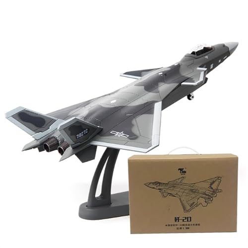 J-20 Angriffsflugzeug im Maßstab 1/100, lackierte Version, strategischer Transportjagd aus Metall, Militärmodell mit Ausstellungsständer, Druckguss-Flugzeug für Enthusiasten, Erwachsene (Grau) von AVMLWEPA