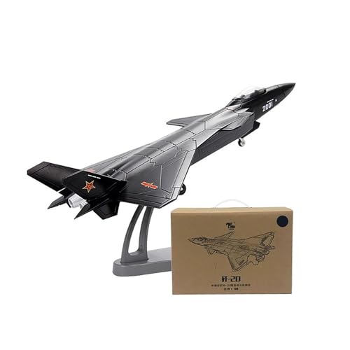 J-20 Angriffsflugzeug im Maßstab 1/100, lackierte Version, strategischer Transportjagd aus Metall, Militärmodell mit Ausstellungsständer, Druckguss-Flugzeug für Enthusiasten, Erwachsene (schwarz) von AVMLWEPA