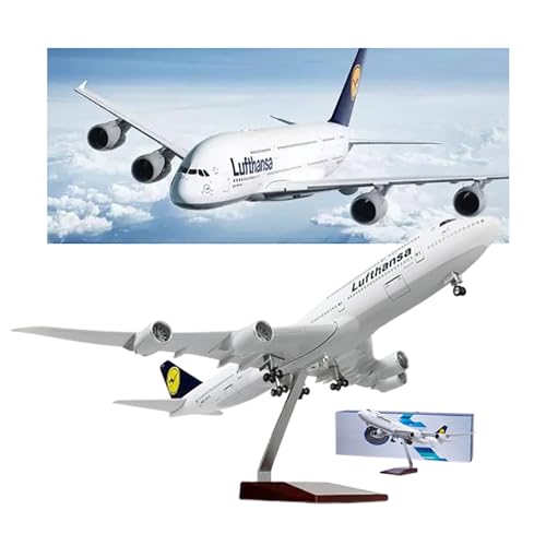 Lufthansa B747 Flugzeugmodell im Maßstab 1:150, mit Lichtern, rollenden Rädern, 47 cm, Premium-Display, Replik für Luftfahrt-Sammler, Heim-/Bürodekoration, Geschäftsgeschenke (normal) von AVMLWEPA