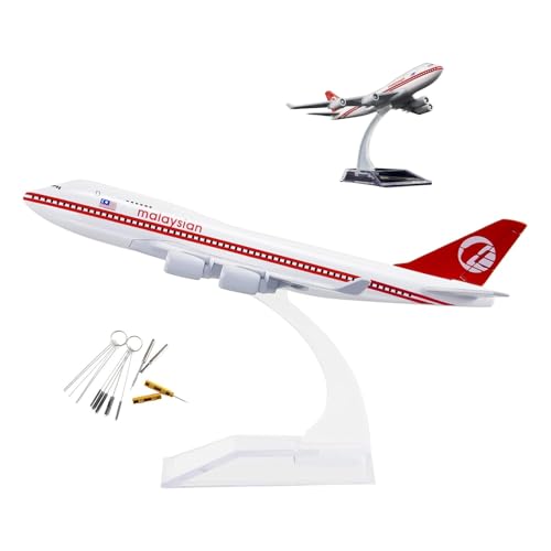 Malaysia Airlines B747-Modellflugzeug im Maßstab 1:400, Druckgussflugzeuge mit Ständer und 10-teiligem Spitzenreiniger-Werkzeugsatz for Ausstellungssammlungen Geschenke von AVMLWEPA