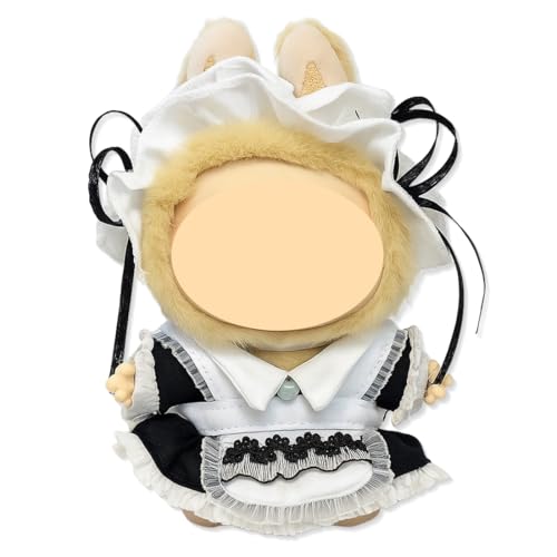 Bekleidung für 10cm La-bu Plüsch,Schwarz-weißes Labubu-Dienstmädchen-Outfit, 1 Kopfschmuck + 1 Latzrock, für Sammler, Kindergeschenke Bekleidung für 10cm La-bu Plüsch,Schwarz-weißes Labubu-Dienstmädchen-Outfit, 1 Kopfschmuck + 1 Latzrock, für Sammler, Kindergeschenke von AVRUYPI
