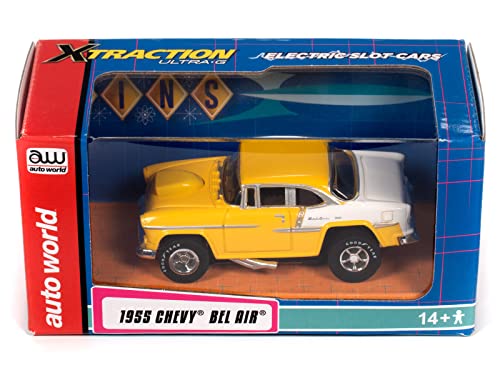 Auto World Xtraction 1955 Chevy Bel Air (Gelb/Weiß) HO Slot Car von AW AUTO WORLD
