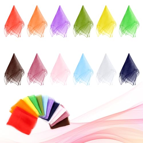 AWAMRWA Chiffontücher - 12 Stück 60x60cm Square Bunte Jongliertücher Seidentücher Baby Schwungtuch Bunte Tücher Kinder für Tanzen, Jonglieren, Sensorisches, Tanztücher AWAMRWA Chiffontücher - 12 Stück 60x60cm Square Bunte Jongliertücher Seidentücher Baby Schwungtuch Bunte Tücher Kinder für Tanzen, Jonglieren, Sensorisches, Tanztücher von AWAMRWA